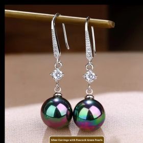Temperament Fashion Earrings Face Slimming Golden Ear Rings (Option: Golden Peacock Green)