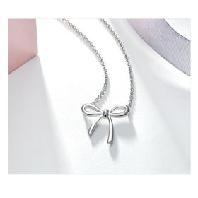 Bow Pendant Color Gold Clavicle Chain (Option: White Gold Plated)