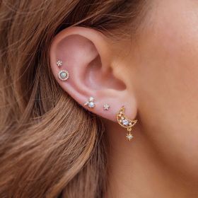 Romantic Star And Moon Series Popular Butterfly Earrings (Option: Gold-D)