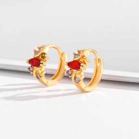 Fashion Multi-style Square Crystal Zircon Ornament Gold Plated Diamond Ear Ring (Option: EH019)