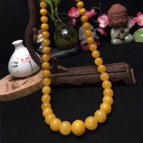 Beeswax Graduated Strand Yellow Chicken Grease Round Beads Necklace Clavicle Chain (Option: Yellow Floating Nectar)