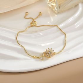 Simple Rotatable Flower Color-preserving Pure Copper Gold-plated Bracelet (Option: Rotating Bracelet 20)