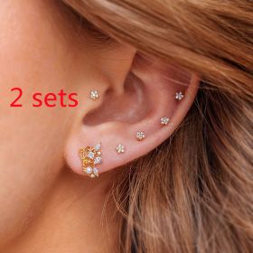 Romantic Star And Moon Series Popular Butterfly Earrings (Option: Gold 2set-C)