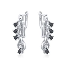 Korean Style Simple Zircon Stud Earrings Drop-shaped (Option: Black)