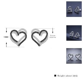 Fashion Love Double Buckle Earrings Copper (Option: Black)