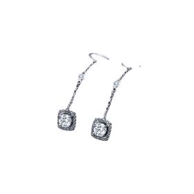 Light Luxury Long Copper Plated Zircon Earrings (Option: Silver)