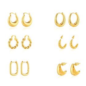 Water Metal Drop Twist Exquisite Earrings (Option: 6pair set)