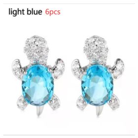 Cute Little Animal Niche Design Earrings Jewelry Stud Earrings (Option: Light Blue 6pcs)