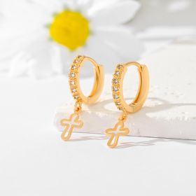 Popular Multi-style Design Gold-plated Ornament Cross Earrings (Option: EH055)