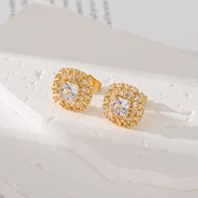 Multiple Colors Zircon-encrusted Stud Earrings (Option: White)
