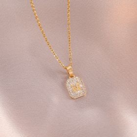 Japanese And Korean Style Niche Temperament Fashion M Letter Brand Pendant Titanium Steel Necklace (Option: X3612 Gold)