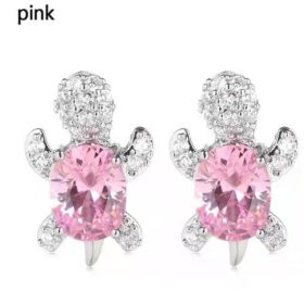 Cute Little Animal Niche Design Earrings Jewelry Stud Earrings (Option: Pink)