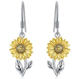 Cute Lady Animal Bee Sunflower Heart Earrings (Option: sliver A)