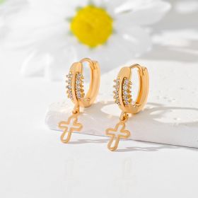 Popular Multi-style Design Gold-plated Ornament Cross Earrings (Option: EH047)
