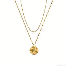 Gold Layered Choker Necklace 14K Gold Plated Bar Coin Charm Pendant Neckalce Delicate Multilayer Choker Necklaces For Women (Option: Gloden)