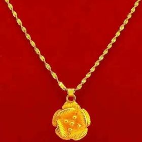 Gold-plated Brass Pendant Necklace For Women, Water Wave Textured Collarbone Chain (Option: Multilayer floral necklace)