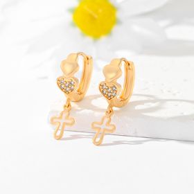 Popular Multi-style Design Gold-plated Ornament Cross Earrings (Option: EH040)