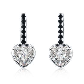 Fashion Loving Heart Zircon Earrings Women's Simple All-match (Option: Black)