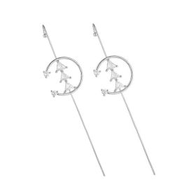 Glistening Ear Wrap Crawler Zircon Earrings Piercing Earrings Premium Earrings (Option: F-Silver-A pair)