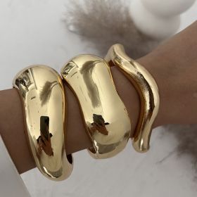 Glossy Heavy Industry Design Bracelet Geometric Personalized Wide Bracelet (Option: Gold 3piece set)