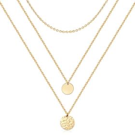 Gold Layered Choker Necklace 14K Gold Plated Bar Coin Charm Pendant Neckalce Delicate Multilayer Choker Necklaces For Women (Option: Golden)