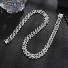 Diamond Men's Hip Hop Style Chunky Necklace (Option: Diamond Silver 20inch)