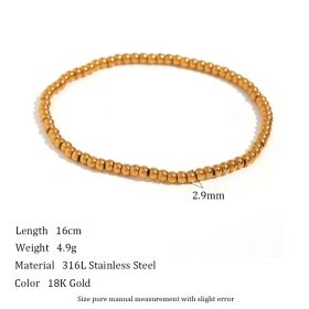 Niche Vintage Stainless Steel Plated 18K Elastic Bead Bracelet (Option: Gold 3mm)