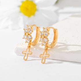 Popular Multi-style Design Gold-plated Ornament Cross Earrings (Option: EH051)