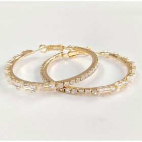Simple Gold Ladies Zircon Earrings European And American Big Earrings (Option: Copper gold)