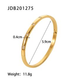 Fashionable And Versatile Gold-plated Stainless Steel Bracelets With Zirconia (Option: JDB201275)
