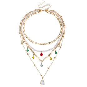 Bohemian Contrast Color Rice-shaped Beads Stringed Beads Multi-layer Necklace (Option: ZW193color)