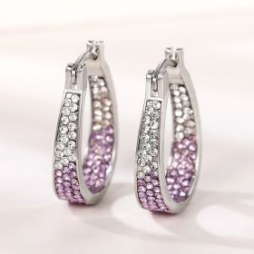 European And American Colorful Ear Clip Fashion Diamond Women's Earrings (Option: E2093 Purple)