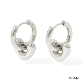 XINGX Earrings Stainless Steel Glossy Earrings (Option: PDE842 Silver)