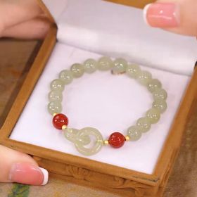 Ring Buckle Chalcedony Simple Bracelet Bracelet Female Light Luxury (Option: Simple Bracelet Round Agate-17cm)