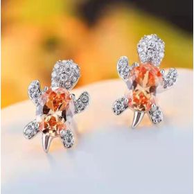 Cute Little Animal Niche Design Earrings Jewelry Stud Earrings (Option: Champagne)