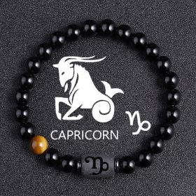 Twelve Constellation Black Glass Tiger-eye Bracelet (Option: Capricorne)