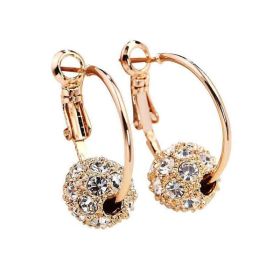 New Women's Lucky Bead Austrian Crystal Earrings (Option: Gold-White diamond)