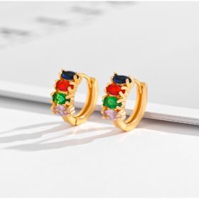 Fashion Multi-style Square Crystal Zircon Ornament Gold Plated Diamond Ear Ring (Option: EH036)