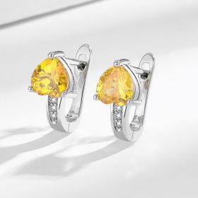 Loving Heart Zircon British Ear Clip Japanese And Korean Simple (Option: White Gold Color Yellow)