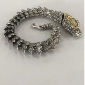 Black Snake Silver-plated Bracelet Men's Retro Style (Option: Black Snake Bracelet 20cm)