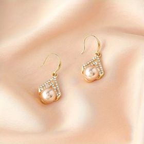 Fashion All-match Water Drop Pearl Earrings Personality Trend (Option: Golden Champagne)
