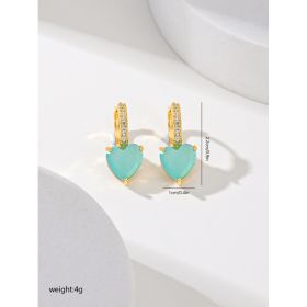 Fashion Multi-color Copper Earrings Studded With Zircon (Option: Lake Blue)