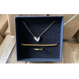 3pcs Golden Accessory Set, Featuring A Trio With A Gold Texture Necklace  Bracelet  Ring, An Elegant And Sophisticated Golden Ensemble (Option: Golden)