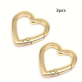 2pcs Spring Gate Heart Shape Ring Open Leather Bag Handbag Belt Strap Buckle Connecter Key Findings Pendant Snap Clip Trigger Hook (Option: Golden)
