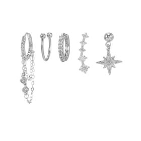 Romantic Star And Moon Series Popular Butterfly Earrings (Option: Silver-B)