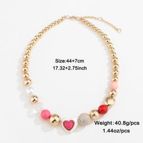 Fashion Original Design Heart Peach Pearl Combination Bracelet Suit (Option: DNXN04709color)