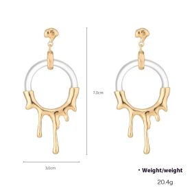 Liquid Metal Resin Stud Earrings Female Irregular (Option: DNXE07246color)