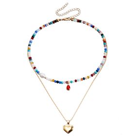 Bohemian Contrast Color Rice-shaped Beads Stringed Beads Multi-layer Necklace (Option: ZW682color)