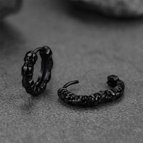 American Earrings Skull Vintage Texture Earrings (Option: E3015 Black)