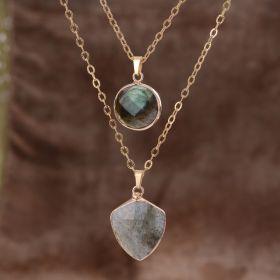 Moonstone Pendant Double Chain Necklace Valentine's Day (Option: Moonstone Shield)